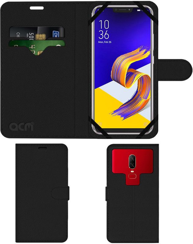 ACM Flip Cover for Asus Zenfone 5Z  (Black, Cases with Holder, Pack of: 1)