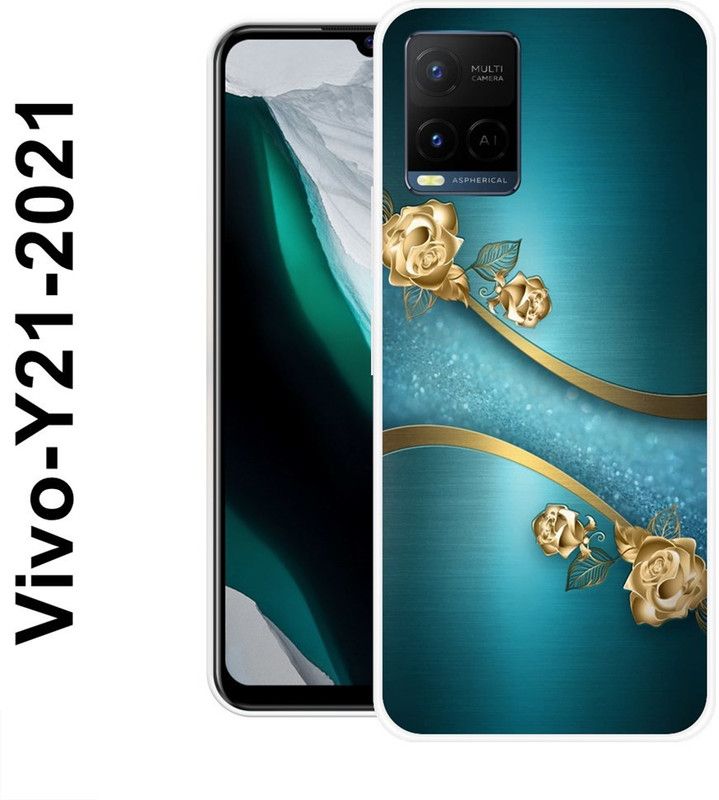 KUDI Back Cover for Vivo Y21, Vivo Y21 2021, Vivo Y33s, Vivo Y21T, Vivo Y21A, Vivo Y21E, Vivo Y33T  (Blue, Gold, Grip Case, Silicon)