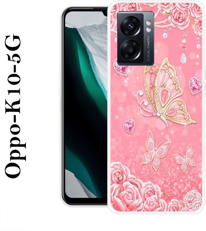INDIALAND Back Cover for Oppo K10 5G  (Pink, Gold, Silicon)