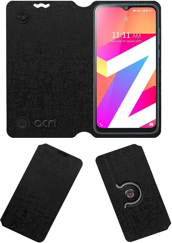 ACM Flip Cover for Lava Z3  (Black, Cases with Holder)