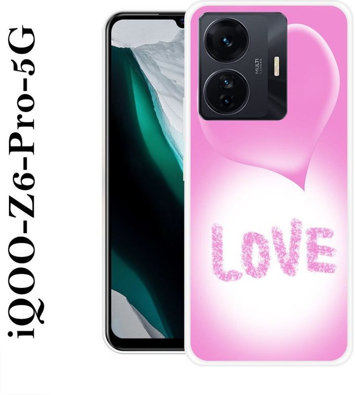 KLC Back Cover for IQOO Z6 Pro 5G  (White, Pink, Silicon)