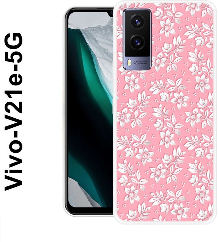 SHIVKUDI Back Cover for Vivo V21e 5G  (Pink, White, Silicon)