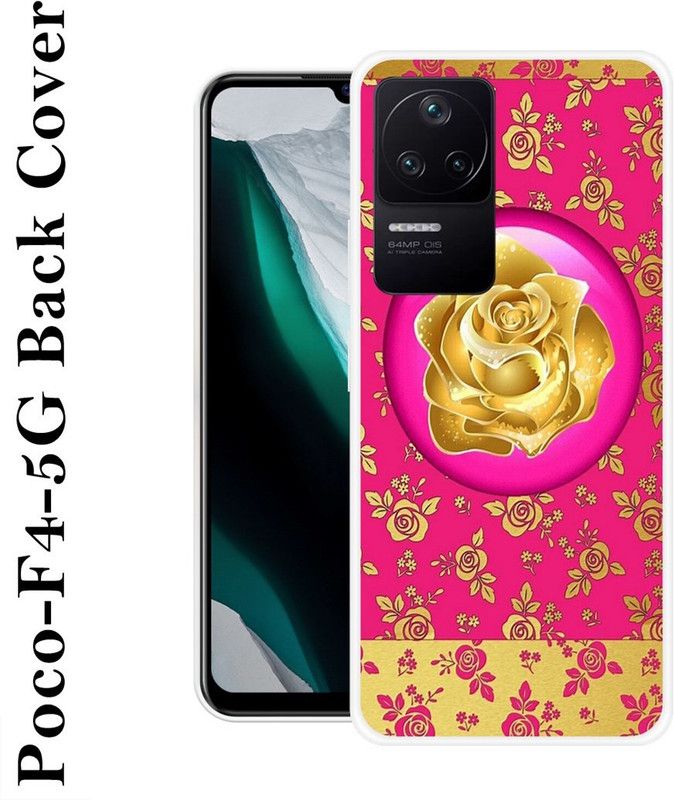 redfly Back Cover for Poco F4 5G  (Pink, Gold, Grip Case, Silicon, Pack of: 1)