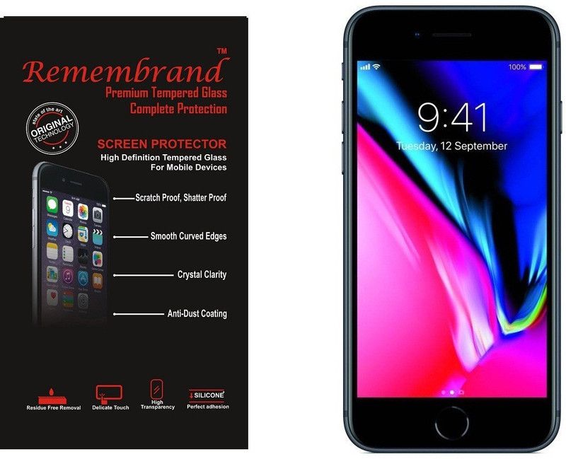Remembrand Tempered Glass Guard for Apple iPhone 8  (Pack of 1)