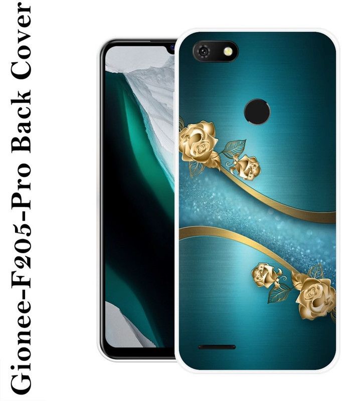 Sswastik Back Cover for Gionee F205 Pro  (Blue, Gold, Grip Case, Silicon)