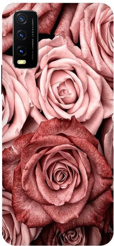 Bluvver Back Cover for Vivo Y12s, V2033, Printed Purple Flowers,Pink Roses Back Cover  (Multicolor, Hard Case, Pack of: 1)