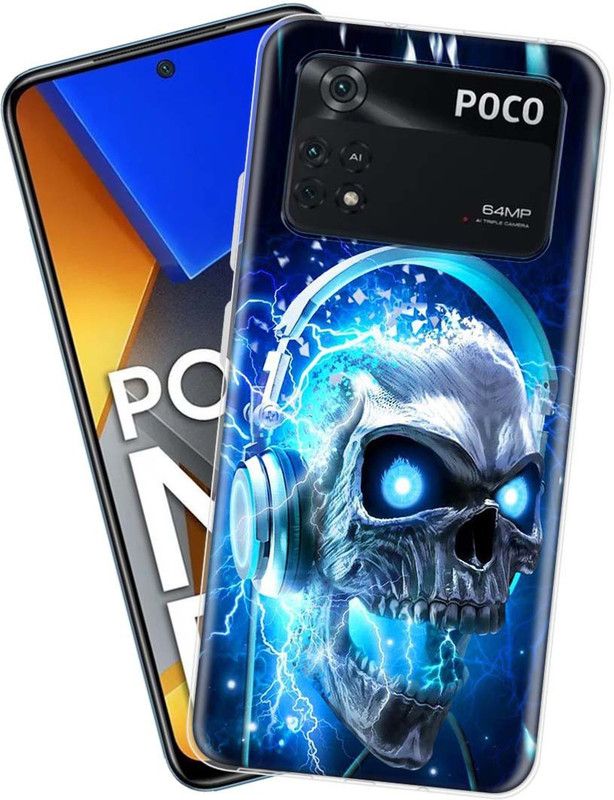 Nainz Back Cover for Poco M4 Pro  (Blue, Grip Case, Silicon, Pack of: 1)