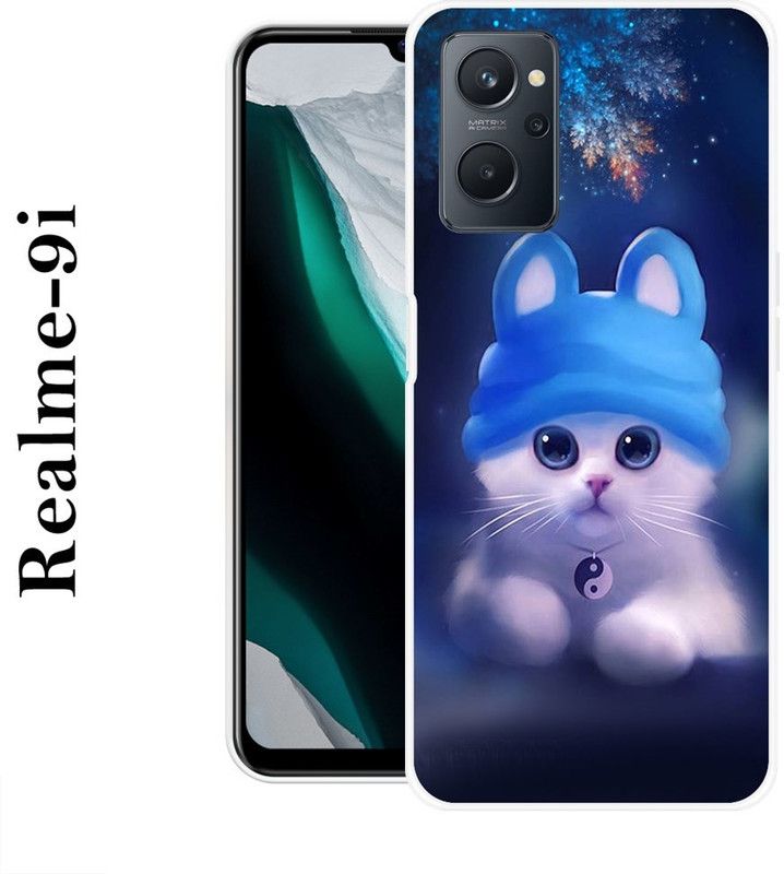 JATLAND Back Cover for Realme 9i  (Blue, White, Grip Case, Silicon)