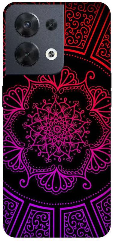 DIKRO Back Cover for OPPO Reno8 5G, CPH2359, MANDALA, ART, ABSTRACT, ART, RANGOLI, PATTERN  (Purple, Hard Case, Pack of: 1)
