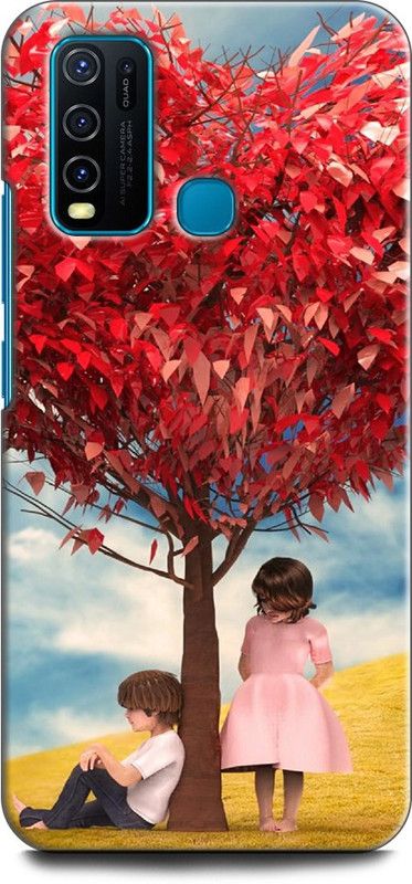 KEYCENT Back Cover for Vivo Y30, Vivo 1938 GIRL, BOY, RED LOVE TREE, HEART, KIDS, LOVE  (Multicolor, Pack of: 1)