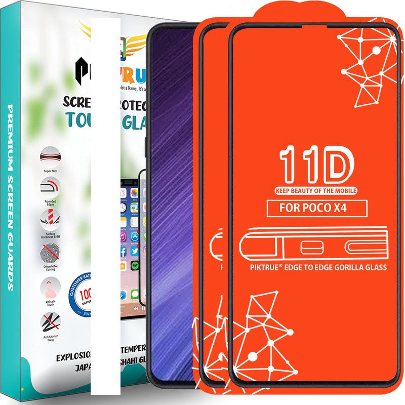PikTrue Edge To Edge Tempered Glass for Poco X4  (Pack of 2)