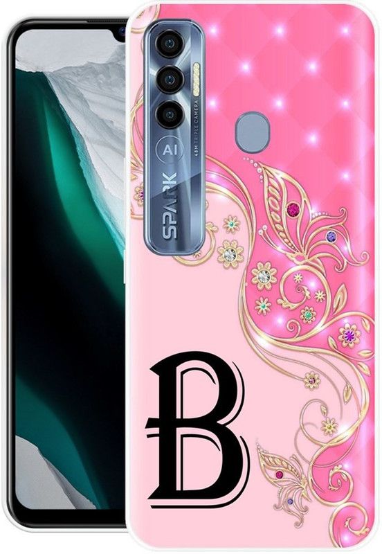 REALKING Back Cover for Tecno Spark 7 Pro  (Pink, Black, Silicon)