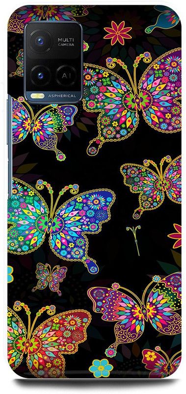 play fast Back Cover for Vivo Y21E BUTTER, FLY, BLACK, COLORFUL, BUTTER, FLY  (Multicolor, Hard Case, Pack of: 1)