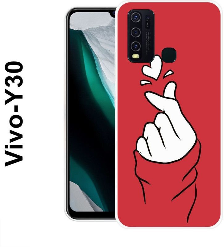 Sswastik Back Cover for Vivo Y30  (Red, White, Silicon)
