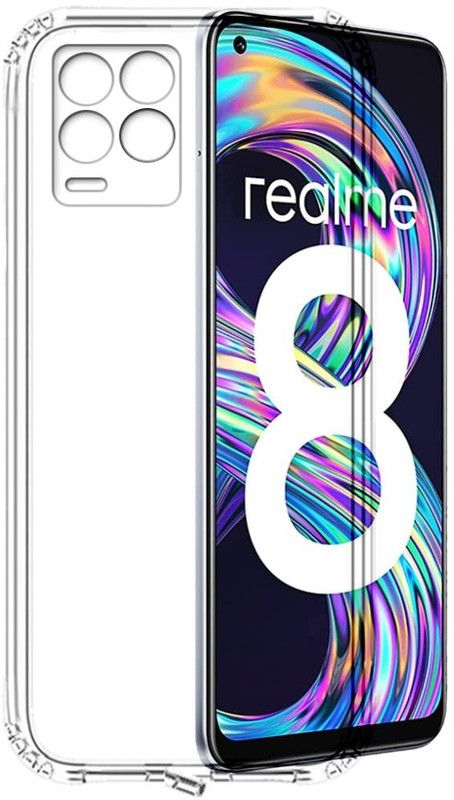 CELLCAMPUS Back Cover for Realme 8 4G  (Transparent, White, Grip Case, Pack of: 1)