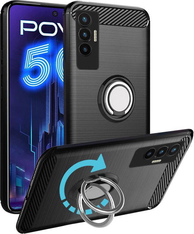 Unistuff Back Cover for Tecno POVA 5G  (Black, Rugged Armor, Pack of: 1)