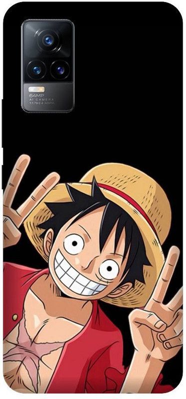 URCHIN Back Cover for Vivo V21 5G Luffy, Monkey D Luffy, One Piece, Pirate, Anime, Animation, Yellow, Funny, Cartoon  (Multicolor, Shock Proof, Pack of: 1)