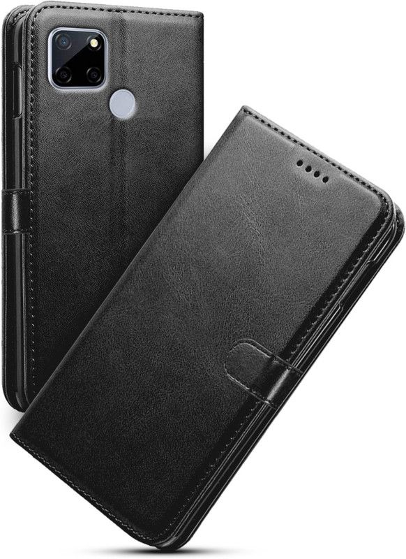 Brother Zone Flip Cover for Realme C12  (Black, Dual Protection)