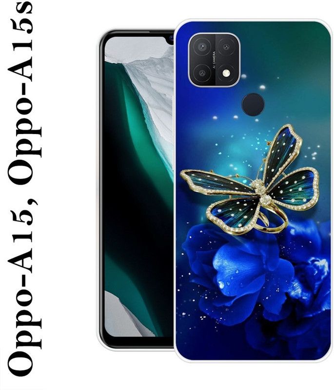 SUPER CASE Back Cover for Oppo A15  (Blue, Gold, Grip Case, Silicon)