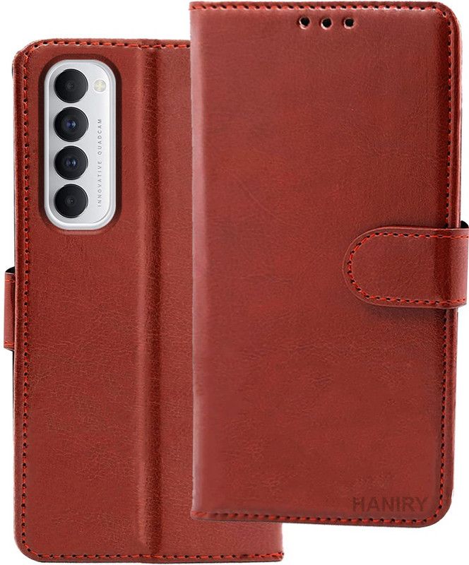 HANIRY Flip Cover for Oppo Reno 4 Pro / CPH2109 Flip Cover | with Card Pockets | Wallet Stand | Brown  (Brown, Magnetic Case, Pack of: 1)
