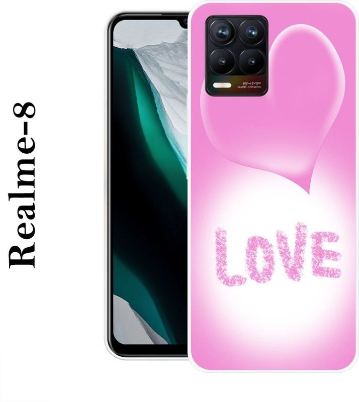 REALKING Back Cover for Realme 8  (Pink, White, Silicon)