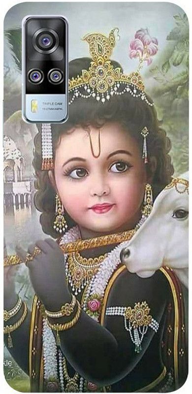Skyhawk Back Cover for Vivo Y51(2020) Krishna and Cow  (Multicolor, Waterproof, Silicon, Pack of: 1)