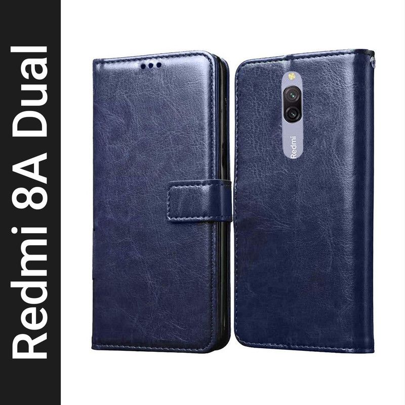 Micvir Flip Cover for Mi Redmi 8A dual  (Blue, Dual Protection, Pack of: 1)