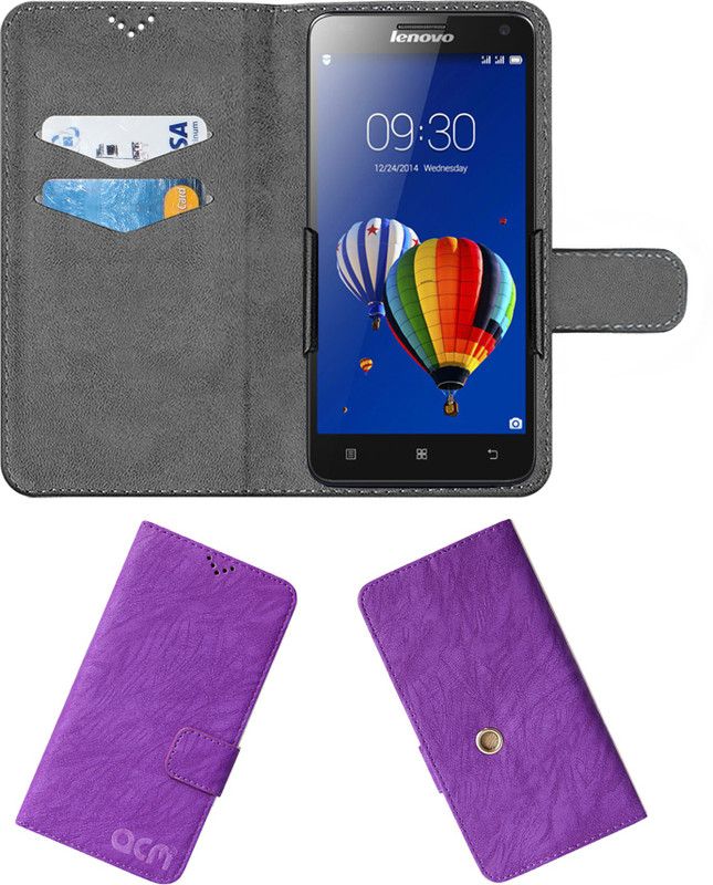 ACM Flip Cover for Lenovo S580  (Purple, Cases with Holder, Pack of: 1)