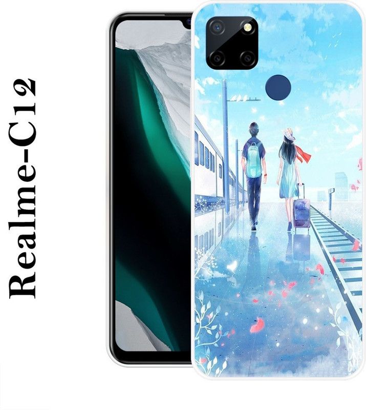 SIMAWAT Back Cover for Realme C12  (Blue, Grip Case, Silicon)