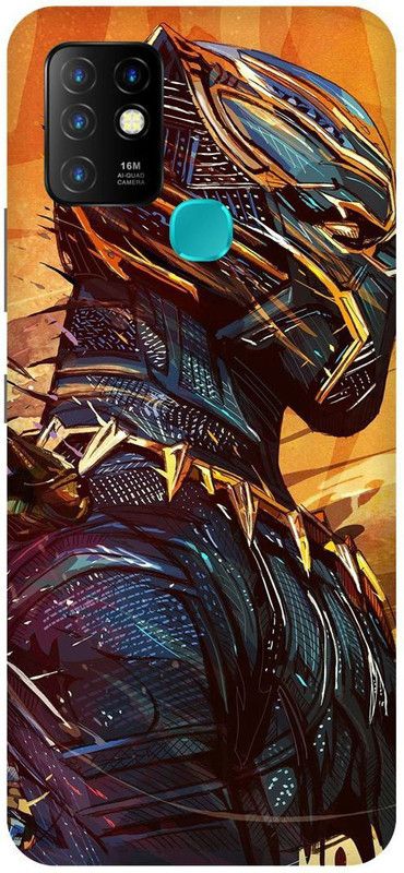 FIKORA Back Cover for Infinix Hot 10, X682B, BLACK, PANTHER, WAKANDA, FOREVER, AVENGER  (Gold, Hard Case, Pack of: 1)
