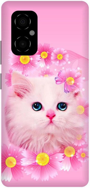 play fast Back Cover for POCO M4 5G, MZB0BRWIN, PINK, WHITE, CAT, MEOW  (Pink, Hard Case, Pack of: 1)