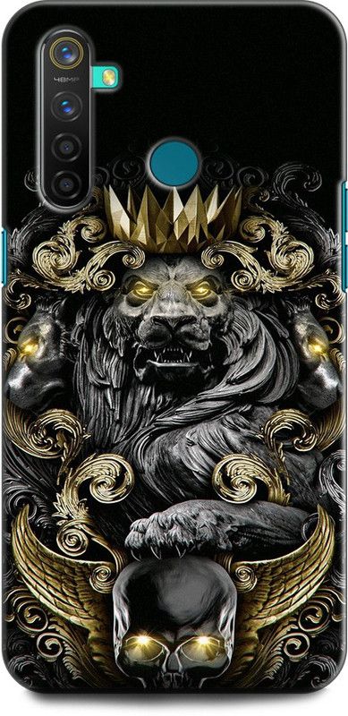INDICRAFT Back Cover for Realme Narzo 10, RMX2040 LION, CROWN, GOLDEN, THE KING OF JUNGAL, ANIMAL, ART  (Multicolor, Shock Proof, Pack of: 1)