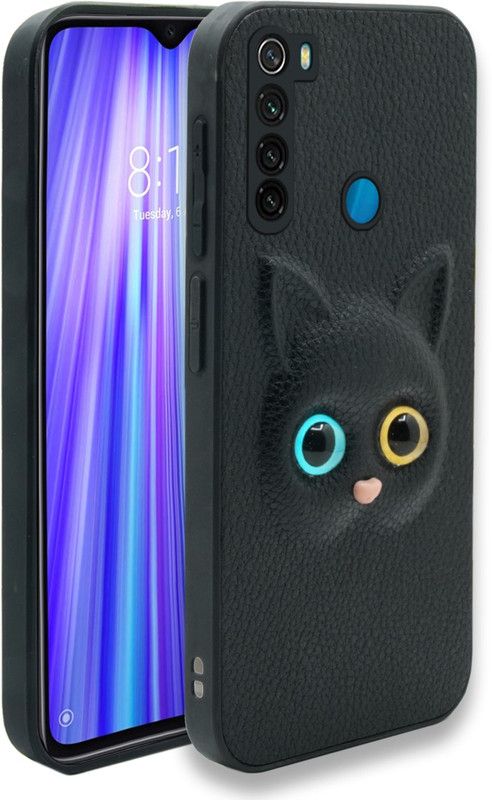Rance Back Cover for Redmi Note 8 3D Kitty Eyes Artificial Leather Case  (Black, Grip Case)