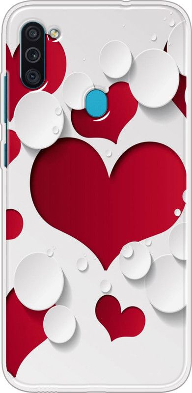 Hansviprint Back Cover for SAMSUNG GALAXY M11  (White, Red, Grip Case, Silicon, Pack of: 1)