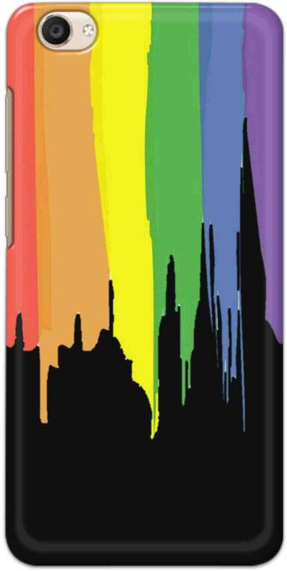 NDCOM Back Cover for Vivo Y55 Rainbow Colors On Black Printed  (Multicolor, Hard Case, Pack of: 1)