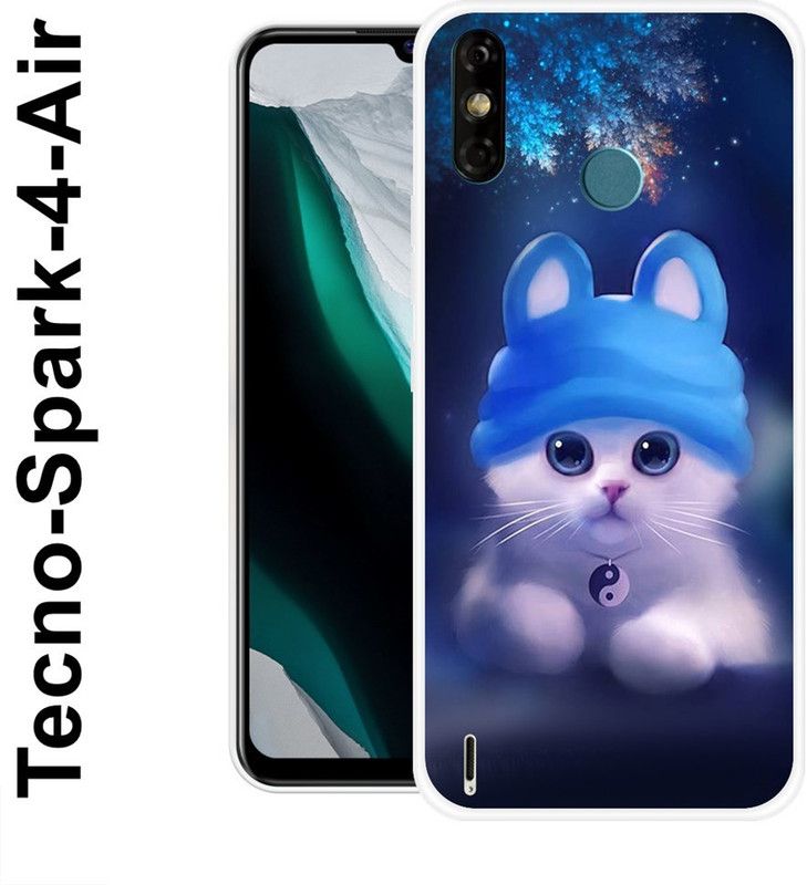 JATLAND Back Cover for Tecno Spark 4 Air  (White, Blue, Grip Case, Silicon)
