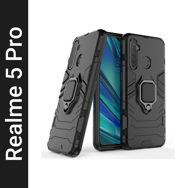 Flipkart SmartBuy Back Cover for Realme 5 Pro  (Black, Shock Proof, Pack of: 1)