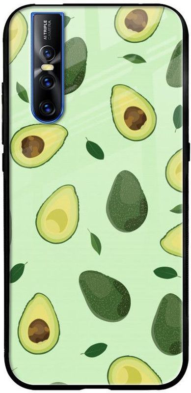QRIOH Glass Back Cover for Vivo V15 Pro  (Green, Grip Case, Silicon, Pack of: 1)