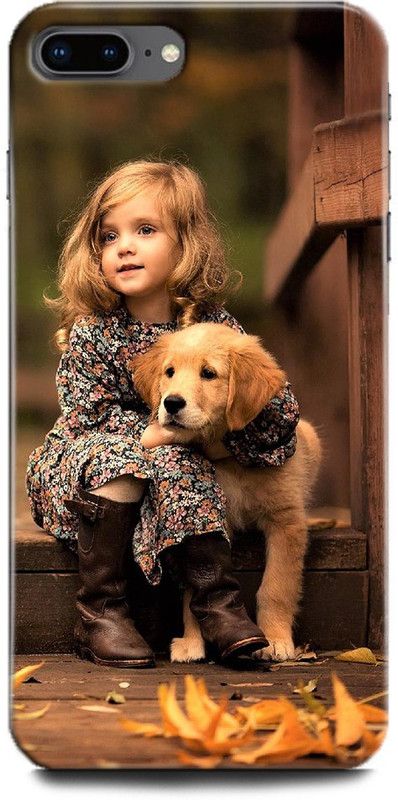 INDICRAFT Back Cover for Apple iPhone 8 Plus GIRL, CUTE GIRL, LITTLE GIRL, CUTE DOG, LITTLE DOG  (Multicolor, Hard Case, Pack of: 1)