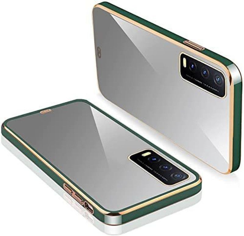 Yebhi Online Back Cover for Vivo Y20A |Electroplated Silicon Golden Plating Crystal Clear Case|  (Green, Grip Case, Pack of: 1)