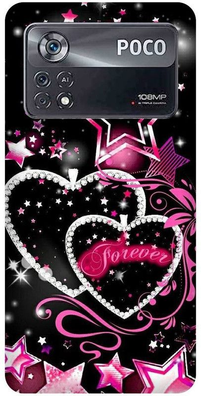 play fast Back Cover for POCO X4 Pro 5G, HEART, LOVE, TOGETHER, FOREVER, SHAPE  (Pink, Hard Case, Pack of: 1)