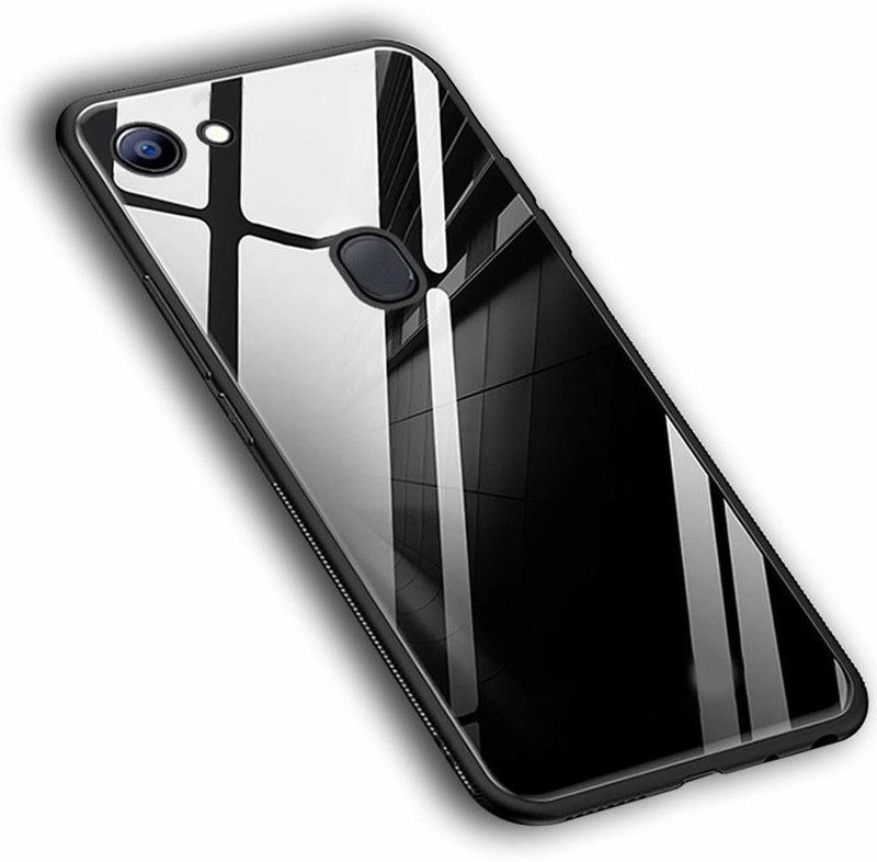 MobileMantra Back Cover for Oppo F5 luxurious soft edge protective tpu bumper stunning design glass back cover  (Black, Dual Protection, Pack of: 1)