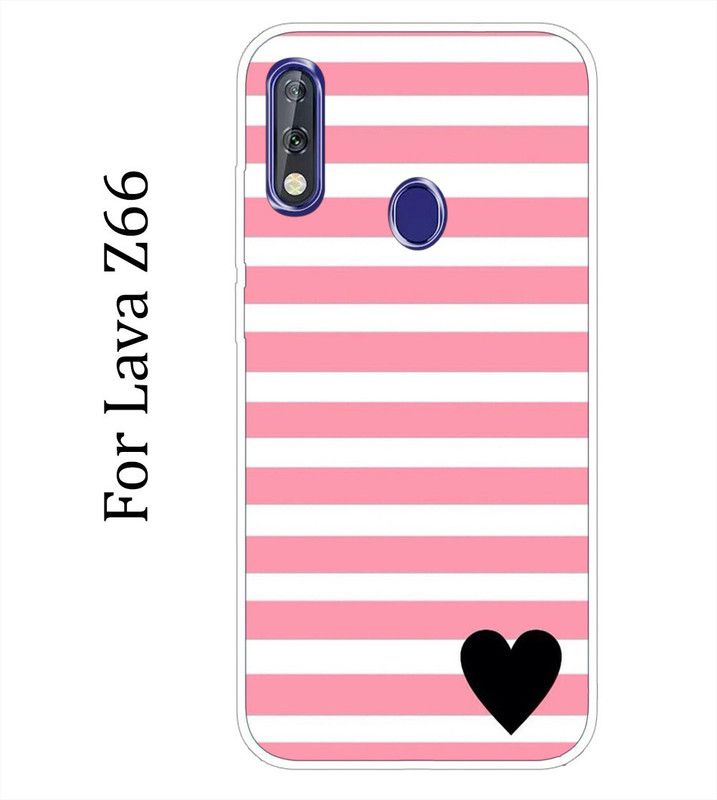 BeauCase Back Cover for Lava Z66  (Pink, White, Grip Case, Silicon, Pack of: 1)