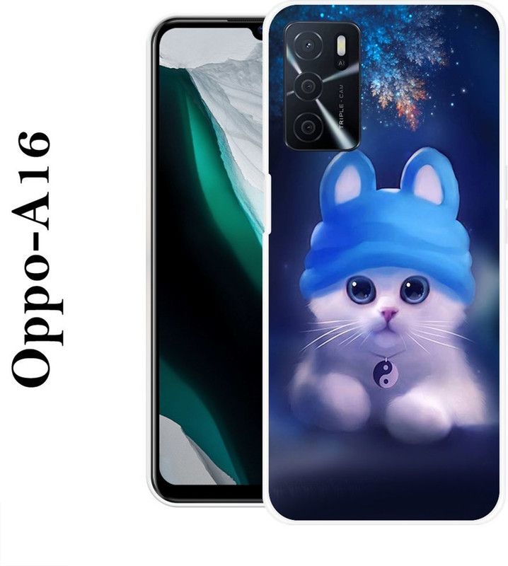 REALKING Back Cover for Oppo A16  (Blue, White, Grip Case, Silicon)