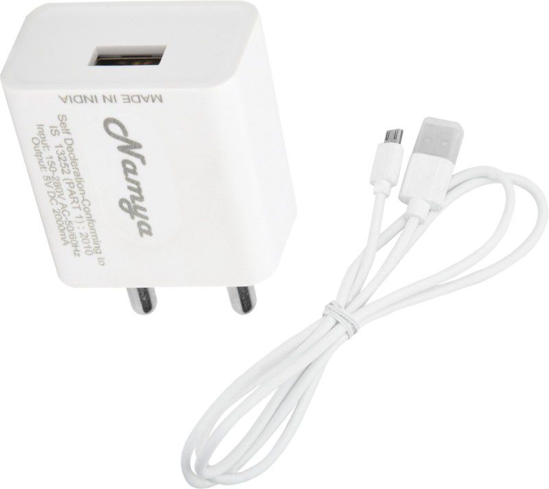 NAMYA 5 W NA 1 A Mobile 2A. FAST CHARGER &SYNC/DATA CABLE FOR V__VO Y31 L Charger with Detachable Cable  (White, Cable Included)