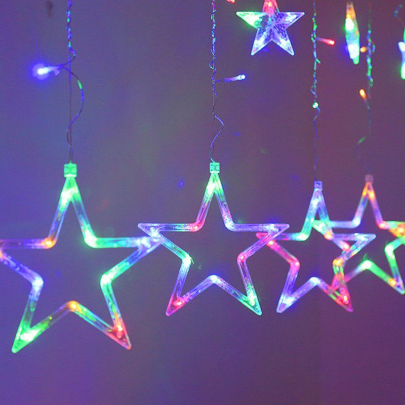 MOOZMOB Multicolor Diwali Star Light with 6 Big & 6 Small Stars 2.5 Meter Star Light for Home Decor Curtain LED Star Light for Home Decoration Star Lights for Home Led Light  (Multicolor)