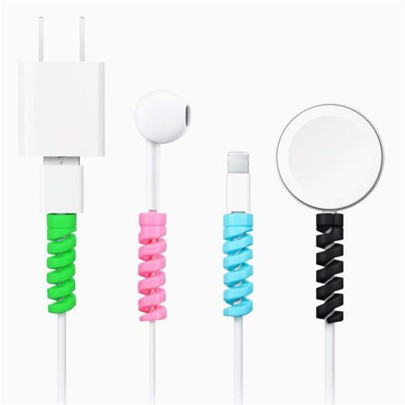 Ancestors Spiral Charger Spring Cable Protectors Data Cable Saver Charging Cord Protective Cable Cover for Both Ends | All Android and Smartphones Set of 2 (8Pcs) Cable Protector  (Multi Color)