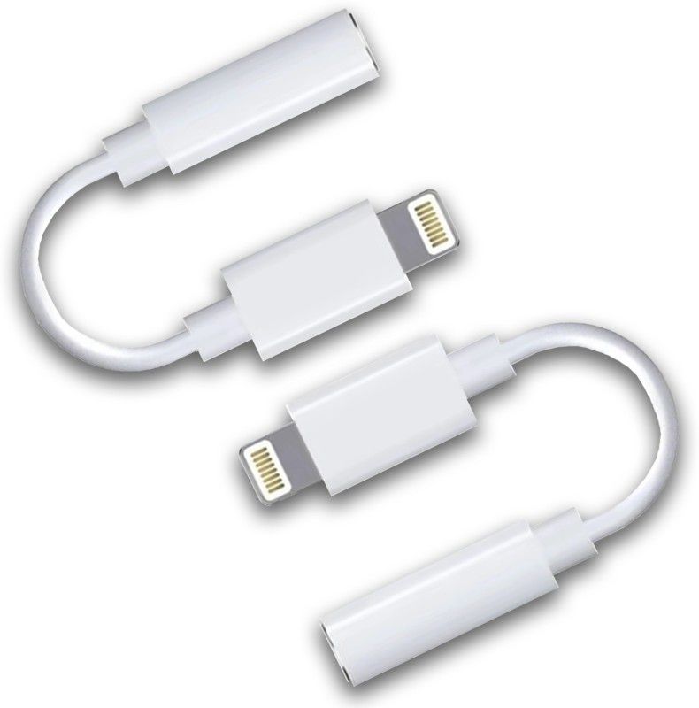 Wren Bird (White) (Pack Of - 2) Audio Adapter Headphone Cable Lightning 8 Pin (iOS) to 3.5mm Jack Phone Converter  (Lightning 8 Pin (iOS))