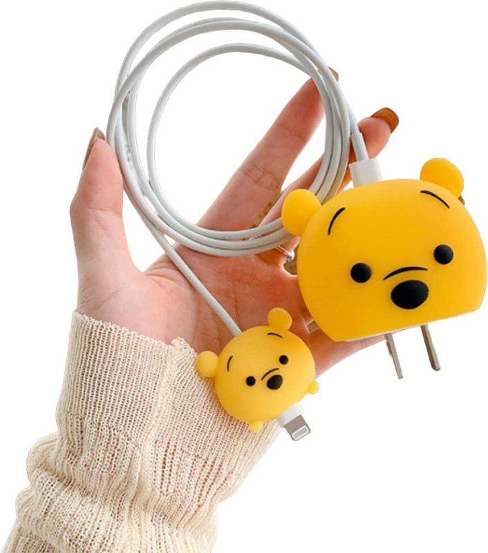 MobilePlanet 20W USB-C Adapter Charger 3D Cute Cartoon Designs Lightning Cable Protector Cable Protector  (Yellow)