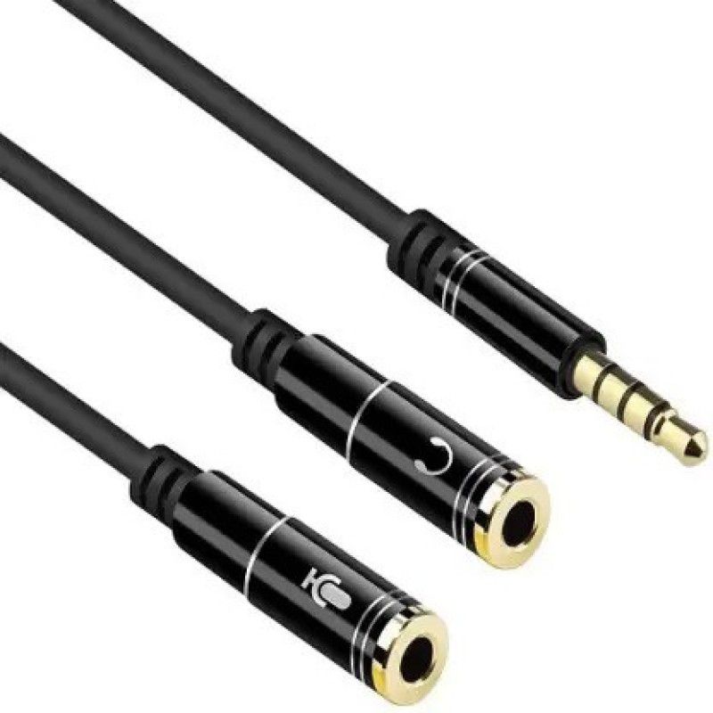 sarmus Black, Gold Plated - Stereo 1 Male TRS to 2 Female TRRS 3.5mm Headphone Earphone Mic Phone Converter  (android, ios)